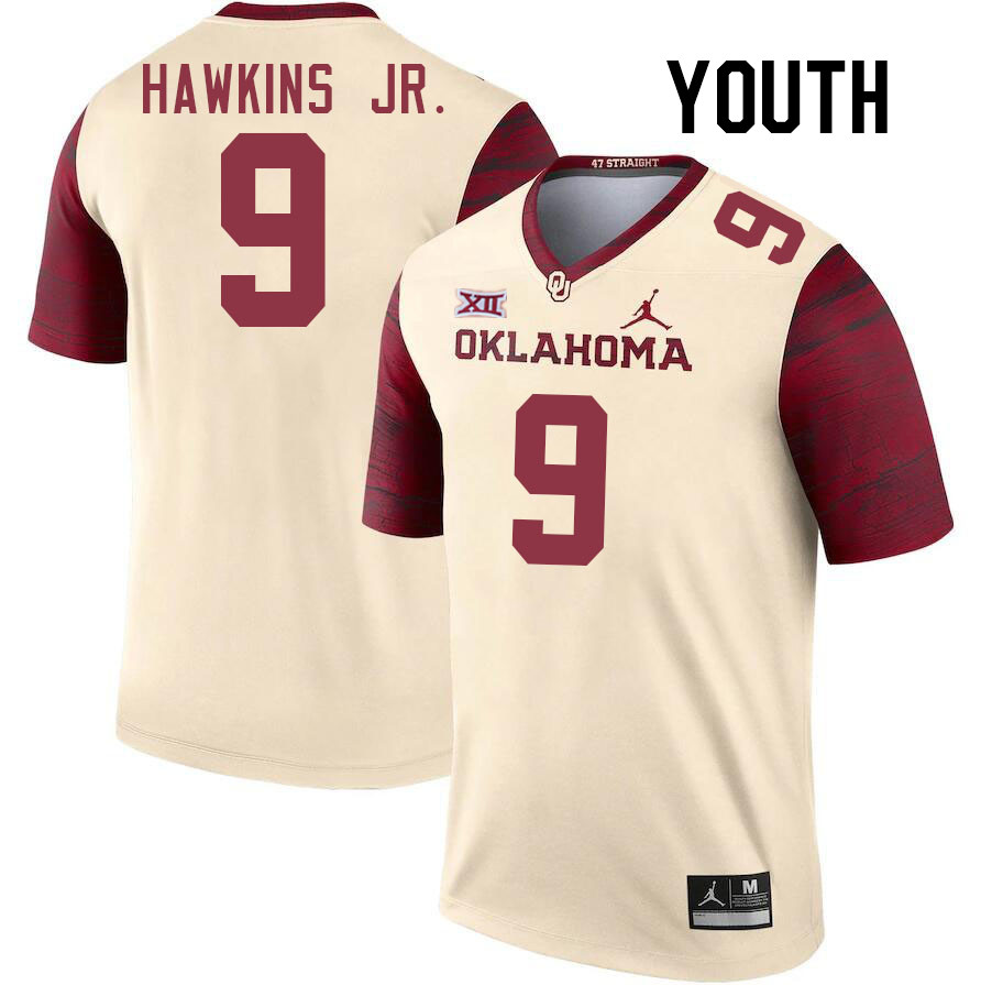 Youth #9 Michael Hawkins Jr. Oklahoma Sooners College Football Jerseys Stitched-Cream
